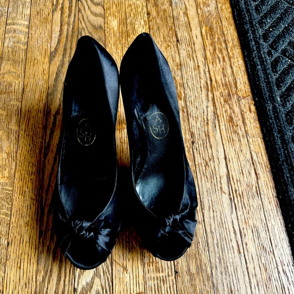 Ash, Black Satin Open-Toe Stilettos - Picture 3 of 6